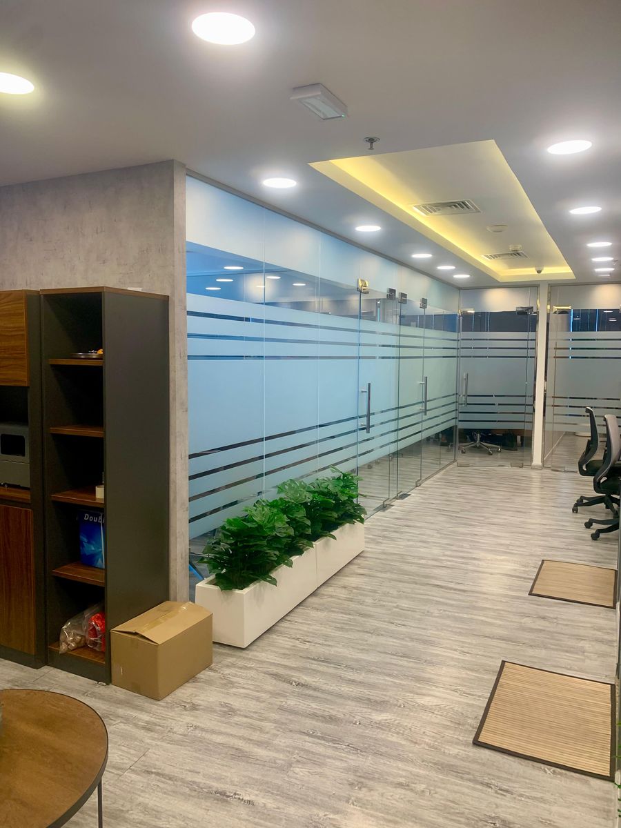 Glass-partitioned offices