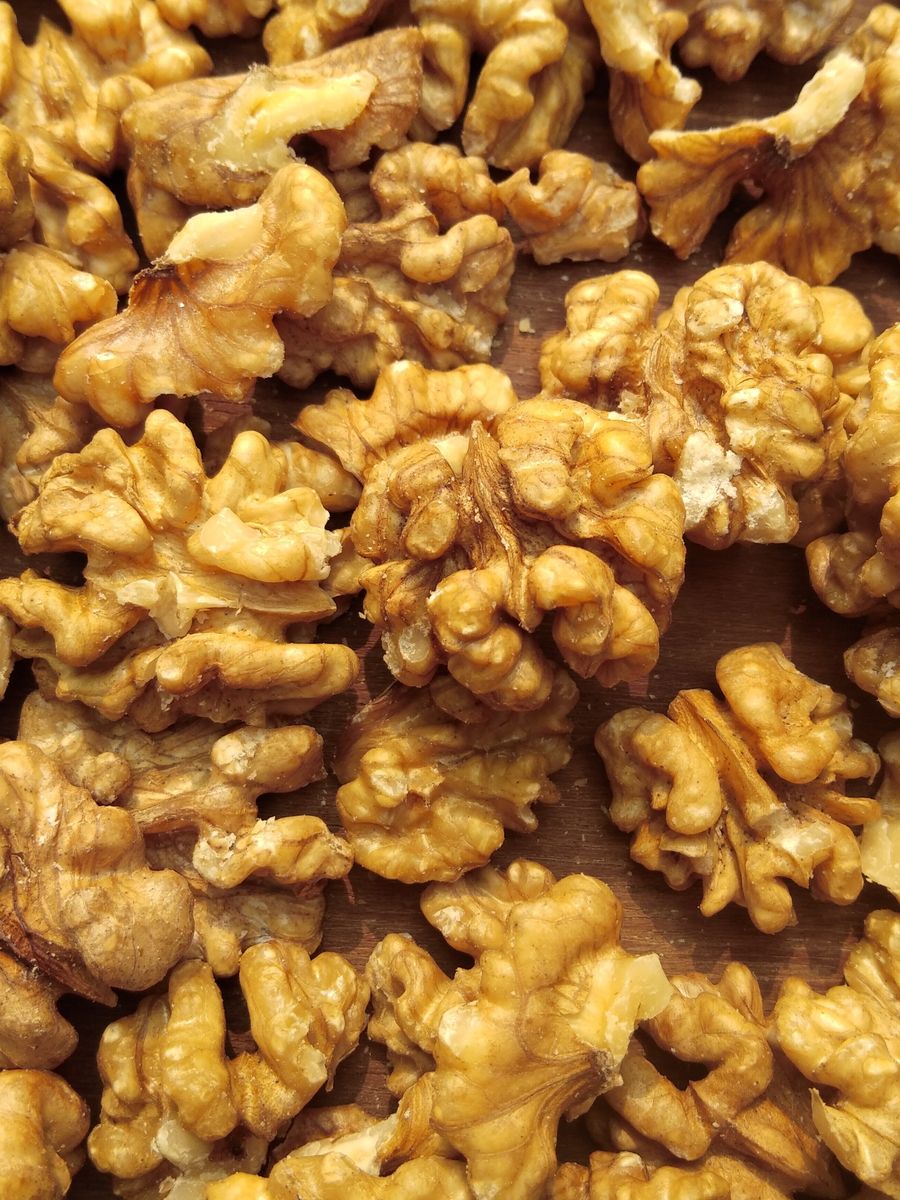 Close-up of walnut kernels